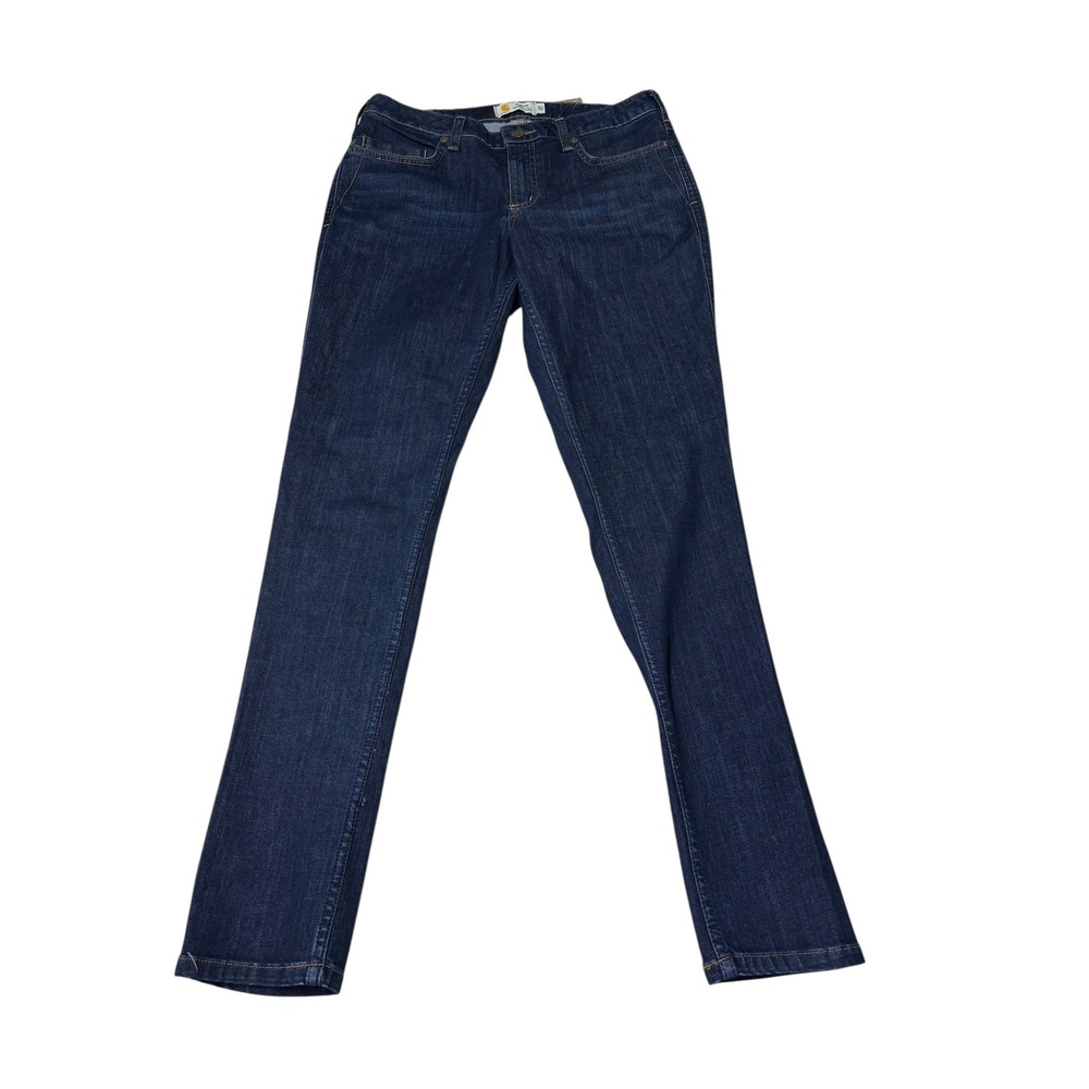 NWT Carhartt Layton Slim Fit Skinny Leg Jeans Womens 10 W32XL32 Tall Dark Wash